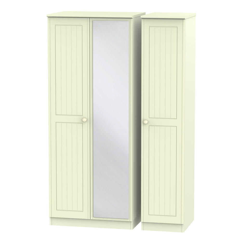 Welcome Furniture Wardrobe DefaultTitle Warwick Triple Mirror Wardrobe Cream WAR137