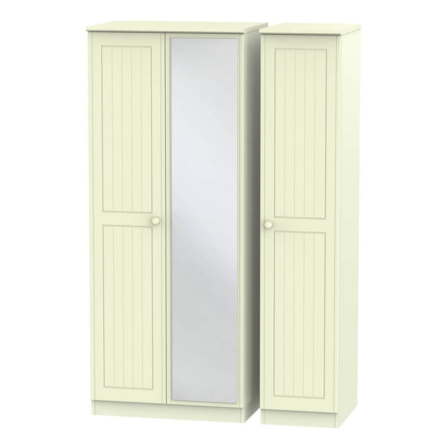 Welcome Furniture Wardrobe DefaultTitle Warwick Triple Mirror Wardrobe Cream WAR137
