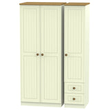 Welcome Furniture Wardrobe DefaultTitle Warwick Triple Plain plus Drawer Wardrobe Cream and Oak WAR150
