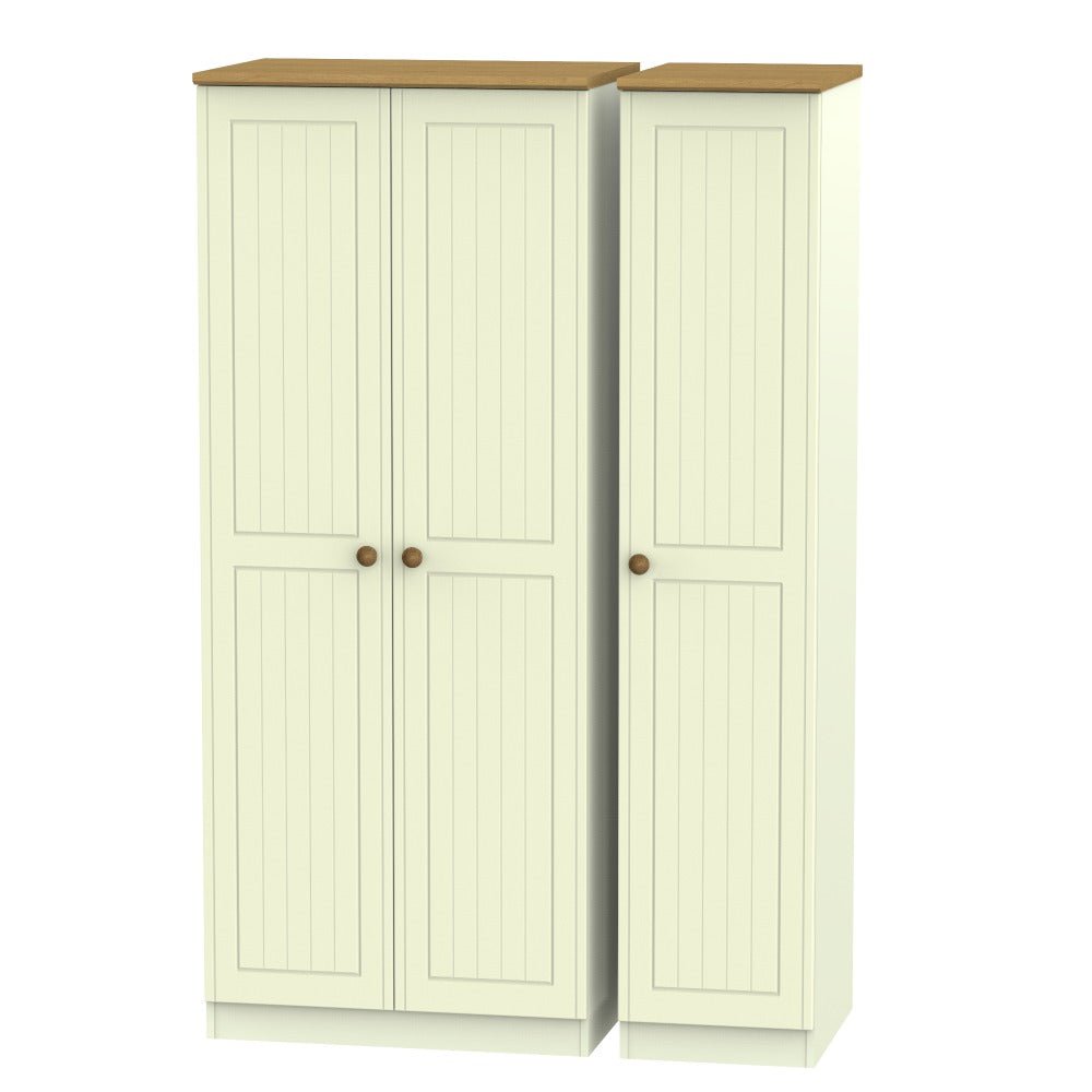 Welcome Furniture Wardrobe DefaultTitle Warwick Triple Plain Wardrobe Cream and Oak WAR130