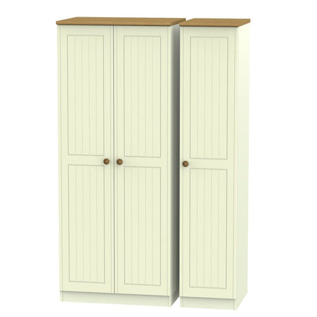 Welcome Furniture Wardrobe DefaultTitle Warwick Triple Plain Wardrobe Cream and Oak WAR130