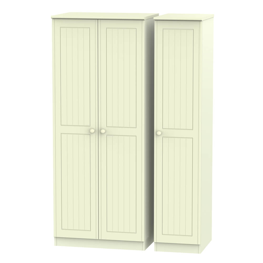 Welcome Furniture Wardrobe DefaultTitle Warwick Triple Plain Wardrobe Cream WAR130