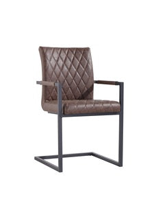 Brown Diamond Stitch Carver Chair
