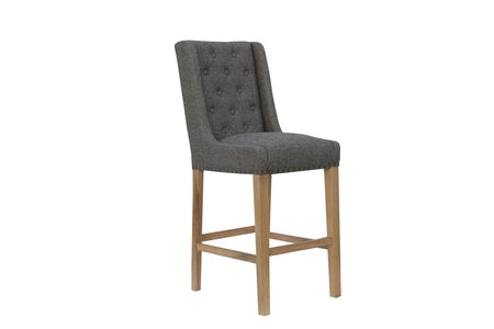 Dark Grey Button Back Chair with Studs