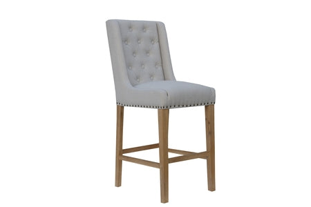 Natural Button Back Chair with Studs