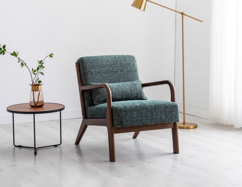 A blue conservatory armchair.