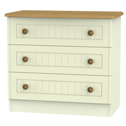 Warwick 3 Drawer Chest of Drawers Cream and Oak WAR010