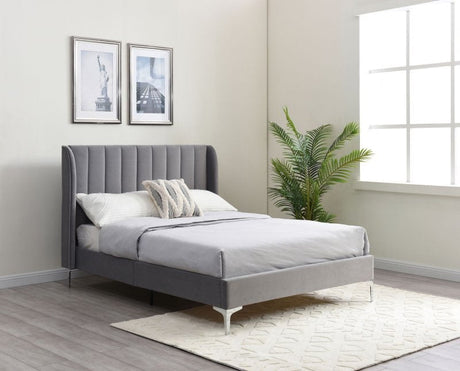 Kyoto Bed Athena Grey Velvet / King Size Avery Modern Bed Frame