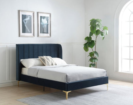 Kyoto Bed Athena Ink Velvet / Double Avery Modern Bed Frame