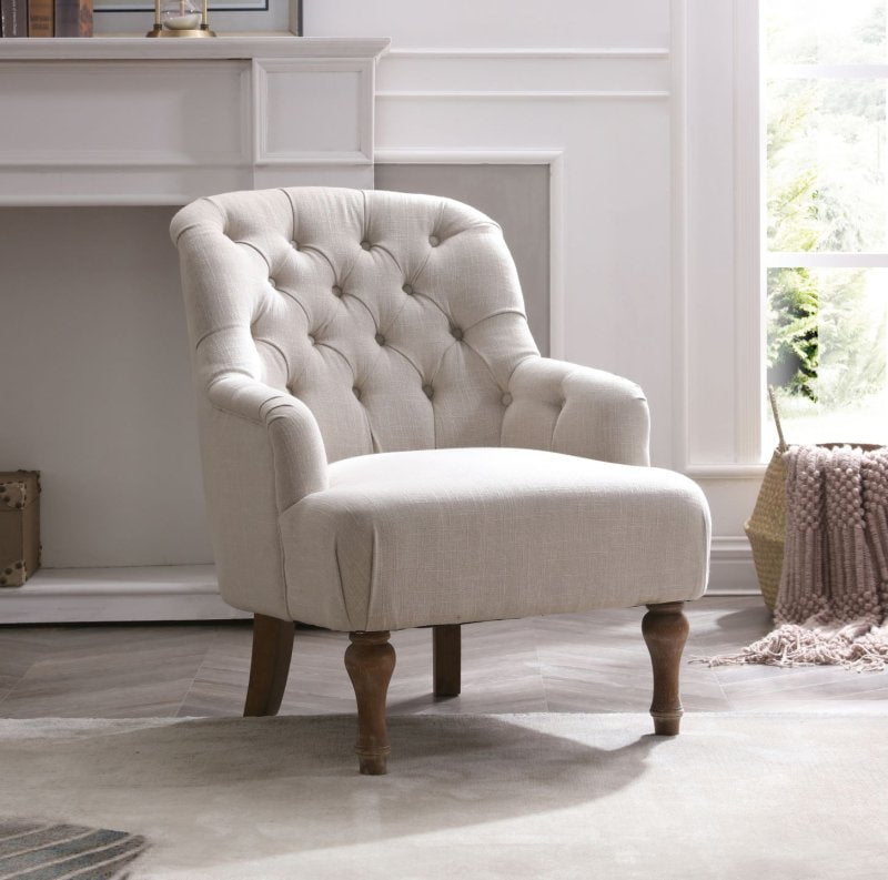 Kyoto Accent Chair Atheia Cream Linen Bianca Linen Accent Armchair