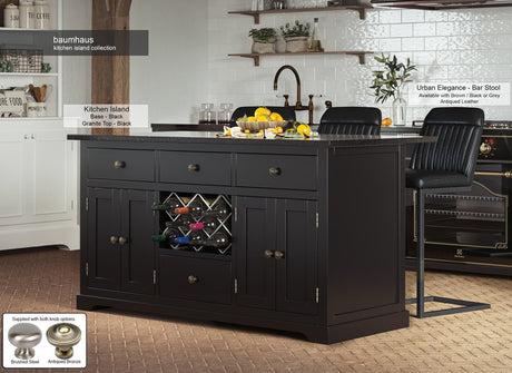 Baumhaus Kitchen Island Black Kitchen Island With Black Granite Worktop