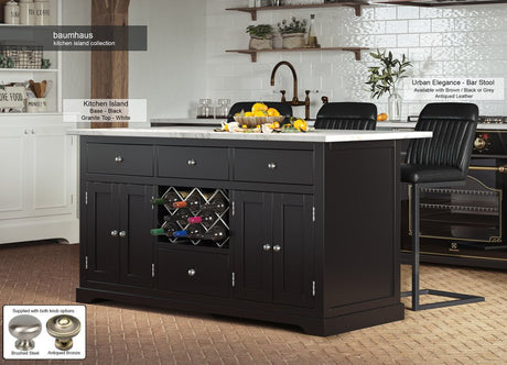 Baumhaus Kitchen Island Black Kitchen Island With White Granite Worktop