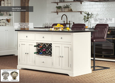 Baumhaus Kitchen Island Cream Kitchen Island With Black Granite Worktop