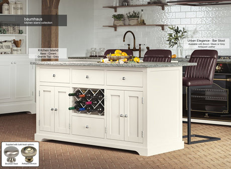 Baumhaus Kitchen Island Cream Kitchen Island With Grey Granite Worktop