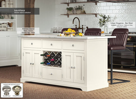 Baumhaus Kitchen Island Cream Kitchen Island With White Granite Worktop