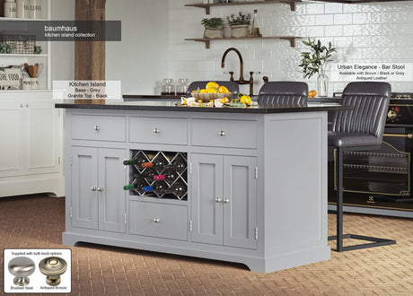 Baumhaus Kitchen Island Grey Kitchen Island With Black Granite Worktop