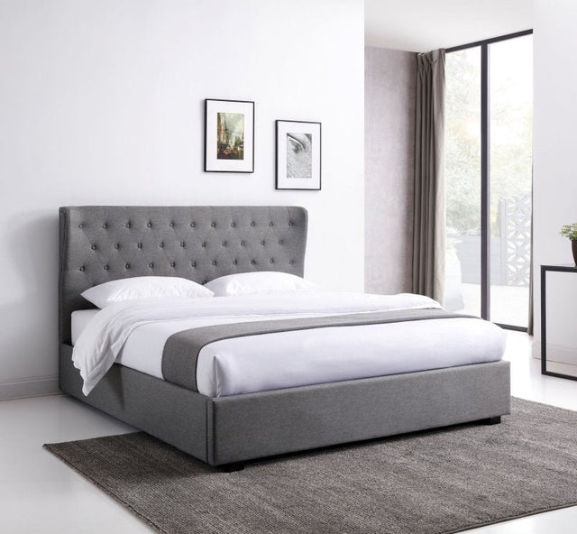 Kyoto Bed King Kensington Grey Ottoman Bed & Buttoned Headboard