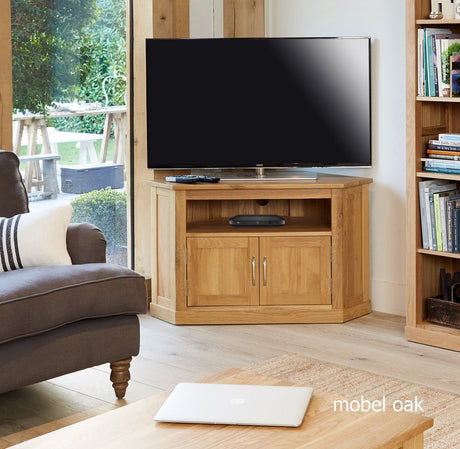 Baumhaus TV Media Unit Mobel Oak Corner Television Cabinet