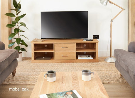 Baumhaus TV Media Unit Mobel Oak Mounted Widescreen Television Cabinet