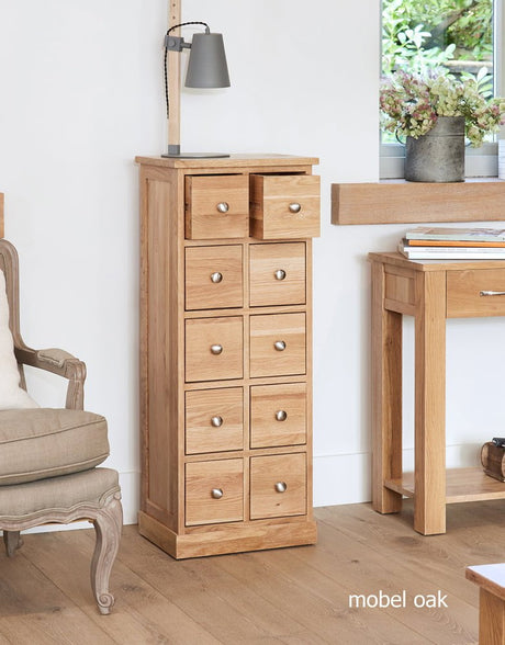 Baumhaus TV Media Unit Mobel Oak Multi-Drawer DVD CD Storage Chest