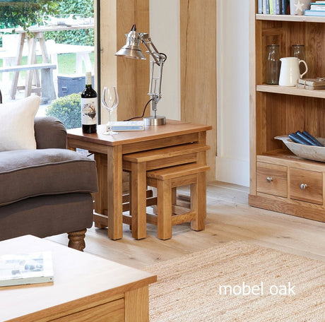 Baumhaus Nest of Tables Mobel Oak Nest of 3 Coffee Tables