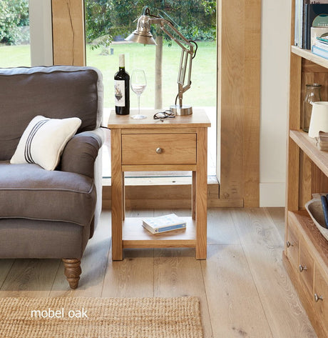 Baumhaus Lamp Table Mobel Oak One Drawer Lamp Table