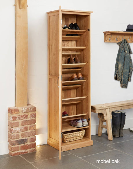 Baumhaus Shoe Cupboard Mobel Oak Tall Shoe Cupboard