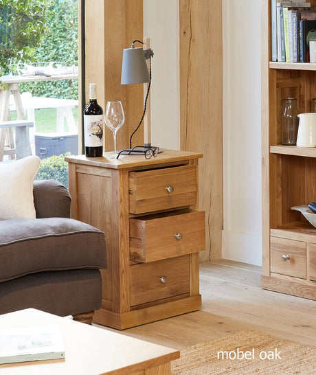 Baumhaus Lamp Table Mobel Oak Three Drawer Lamp Table