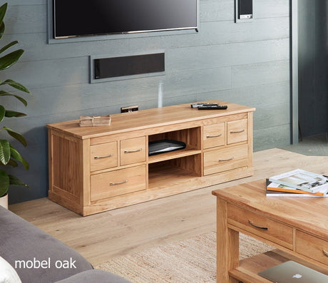 Baumhaus TV Media Unit Mobel Oak Widescreen Television Cabinet