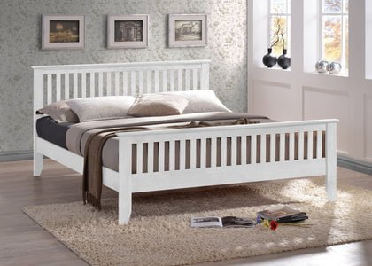 Time Living Bed Frame Single / White Turin Wooden Bed Frame