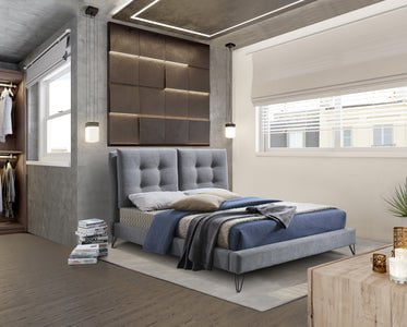 Time Living Bed Frame Tuscany Grey Fabric Bed Frame
