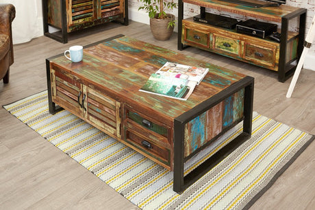 Baumhaus Coffee Table Urban Chic 4 Door 4 Drawers Large Coffee Table