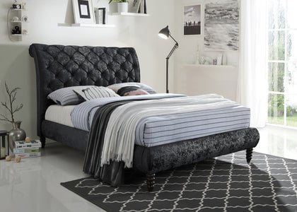 Time Living Bed Frame Double / Black Venice Luxury Scrolled Bed Frame