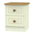 Welcome Furniture Bedside Table Warwick 2 Drawer Bedside Locker Cream and Oak WAR005