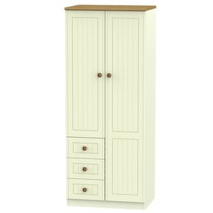 Welcome Furniture Wardrobe DefaultTitle Warwick 2ft 6in Combi Robe Cream and Oak WAR068