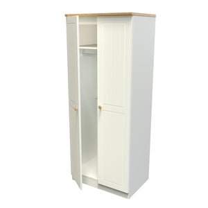 Welcome Furniture Wardrobe DefaultTitle Warwick 2ft 6in Plain Robe Cream and Oak WAR060