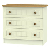 Welcome Furniture Chest of Drawers DefaultTitle Warwick 3 Drawer Chest of Drawers Cream and Oak WAR010