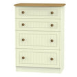 Welcome Furniture Chest of Drawers DefaultTitle Warwick 4 Drawer Deep Chest of Drawers Cream and Oak WAR050