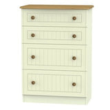 Welcome Furniture Chest of Drawers DefaultTitle Warwick 4 Drawer Deep Chest of Drawers Cream and Oak WAR050