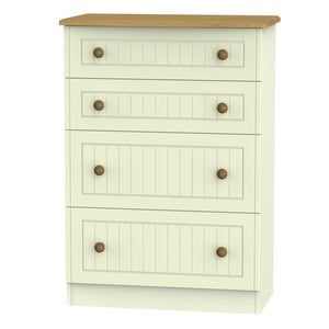 Welcome Furniture Chest of Drawers DefaultTitle Warwick 4 Drawer Deep Chest of Drawers Cream and Oak WAR050