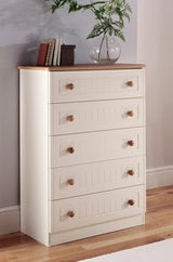 Welcome Furniture Chest of Drawers DefaultTitle Warwick 5 Drawer Chest of Drawers Cream and Oak WAR012