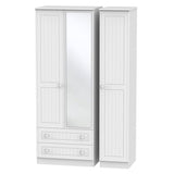 Welcome Furniture Wardrobe DefaultTitle Warwick Tall Triple 2 Drawer Mirror Wardrobe White WAR142