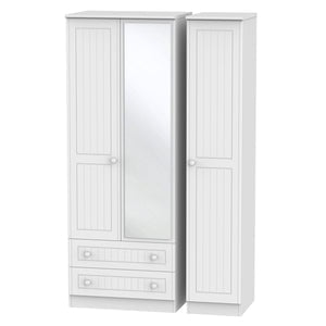 Welcome Furniture Wardrobe DefaultTitle Warwick Tall Triple 2 Drawer Mirror Wardrobe White WAR142