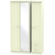 Welcome Furniture Wardrobe DefaultTitle Warwick Tall Triple Mirror plus Drawer Wardrobe Cream WAR167