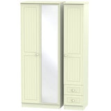 Welcome Furniture Wardrobe DefaultTitle Warwick Tall Triple Mirror plus Drawer Wardrobe Cream WAR167