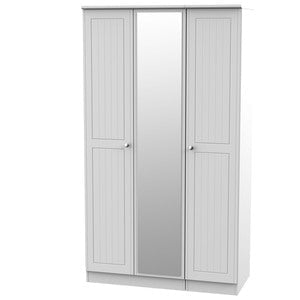 Welcome Furniture Wardrobe DefaultTitle Warwick Tall Triple Mirror Wardrobe White WAR147