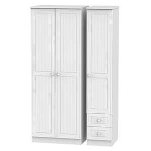 Welcome Furniture Wardrobe DefaultTitle Warwick Tall Triple Plain plus Drawer Wardrobe White WAR160