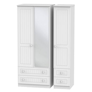 Welcome Furniture Wardrobe DefaultTitle Warwick Triple 2 Drawer Mirror & Drawer Wardrobe White WAR152
