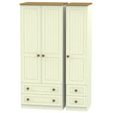 Welcome Furniture Wardrobe DefaultTitle Warwick Triple 2 Drawer plus Drawer Wardrobe Cream and Oak WAR151