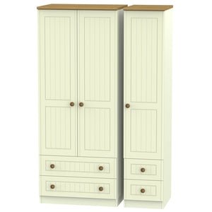 Welcome Furniture Wardrobe DefaultTitle Warwick Triple 2 Drawer plus Drawer Wardrobe Cream and Oak WAR151